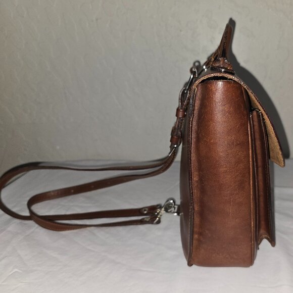 Dooney & Bourke Smooth Italian Brown Vachetta Leather Backpack MADE IN ITALY - Picture 6 of 16